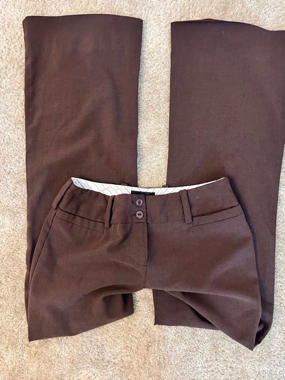 Super flattering brown low rise flare pants